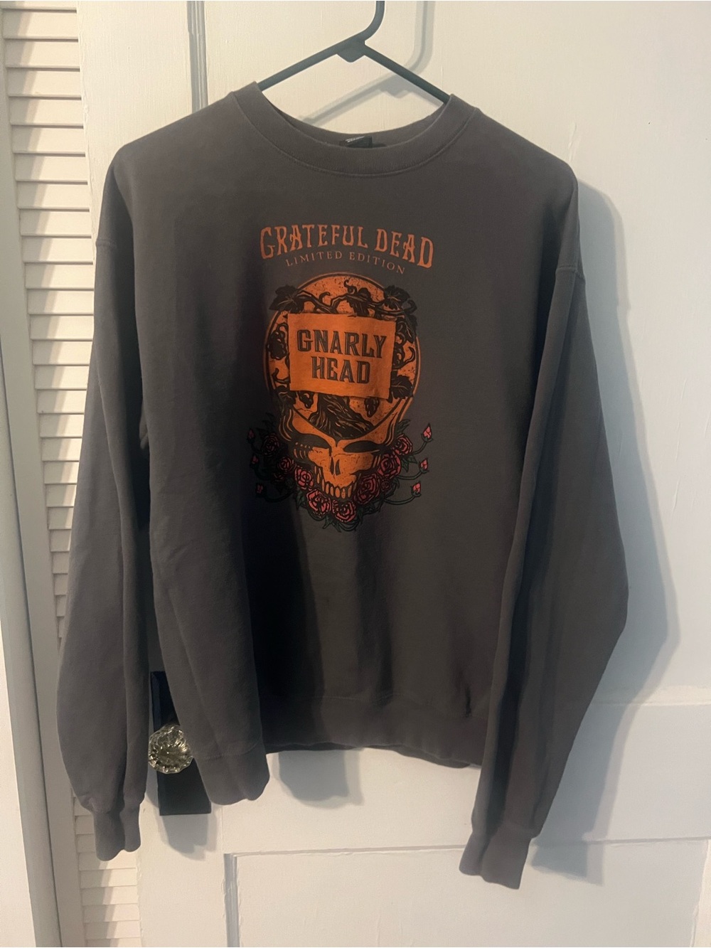 Grateful Dead Charcoal with Orange and Red 'Gnarly Head' Graphic.